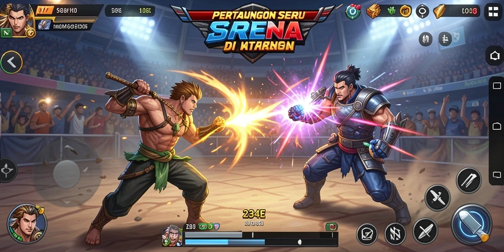 Screenshot menunjukkan aksi pertarungan seru dalam 234E.