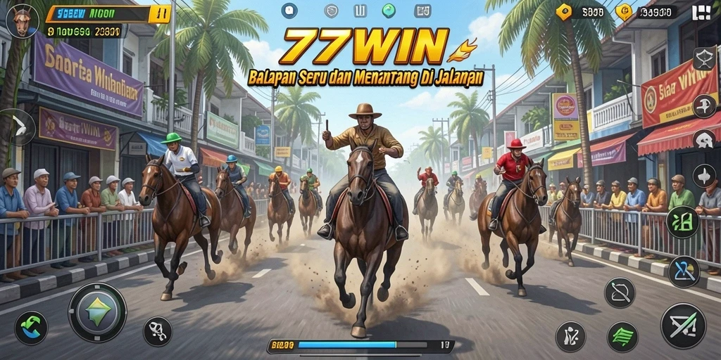 Tampilan gameplay menarik dari 77WIN dengan balapan cepat.