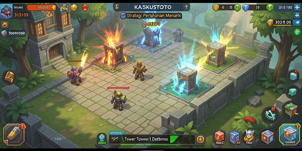 Tangkapan layar <strong>KASKUSTOTO</strong> menunjukkan aksi pertempuran Tower Defense yang seru.