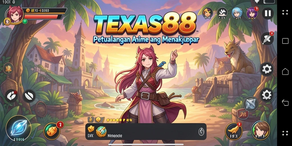 Screenshot gameplay TEXAS88 dengan karakter anime yang menarik.