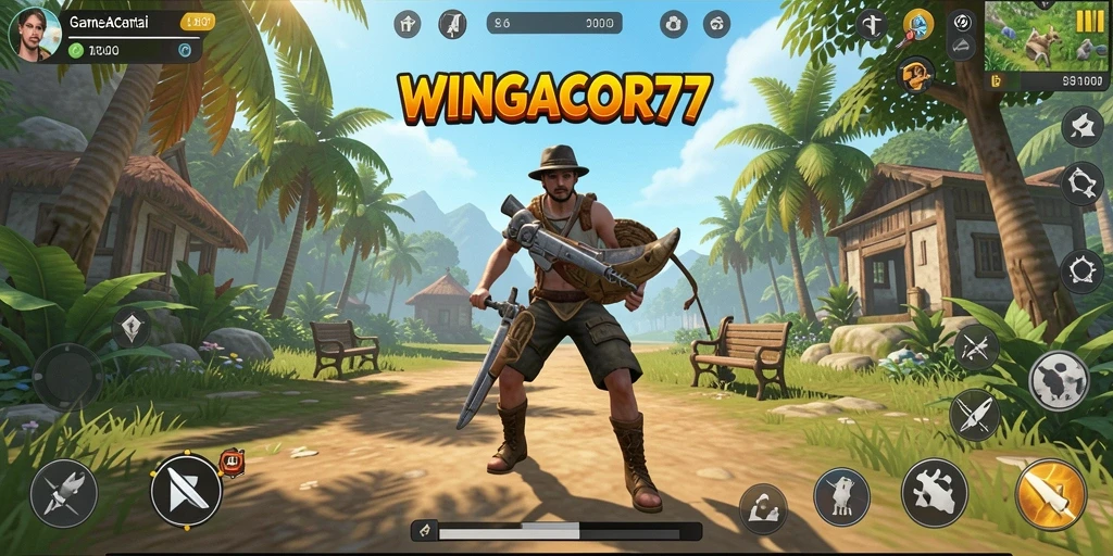 Tampilan gameplay <strong>WINGACOR77</strong> yang ceria dan penuh warna.